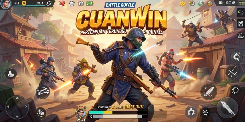 Screenshot gameplay seru saat bertempur di <strong>CUANWIN</strong> Battle Royale.