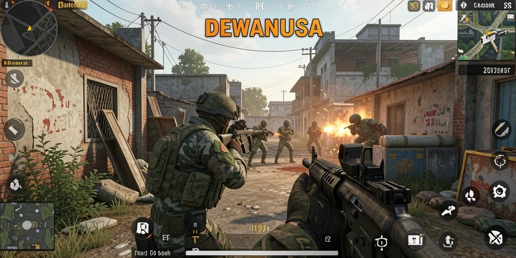 Screenshot gameplay DEWANUSA menampilkan aksi tembak-menembak yang mendebarkan.