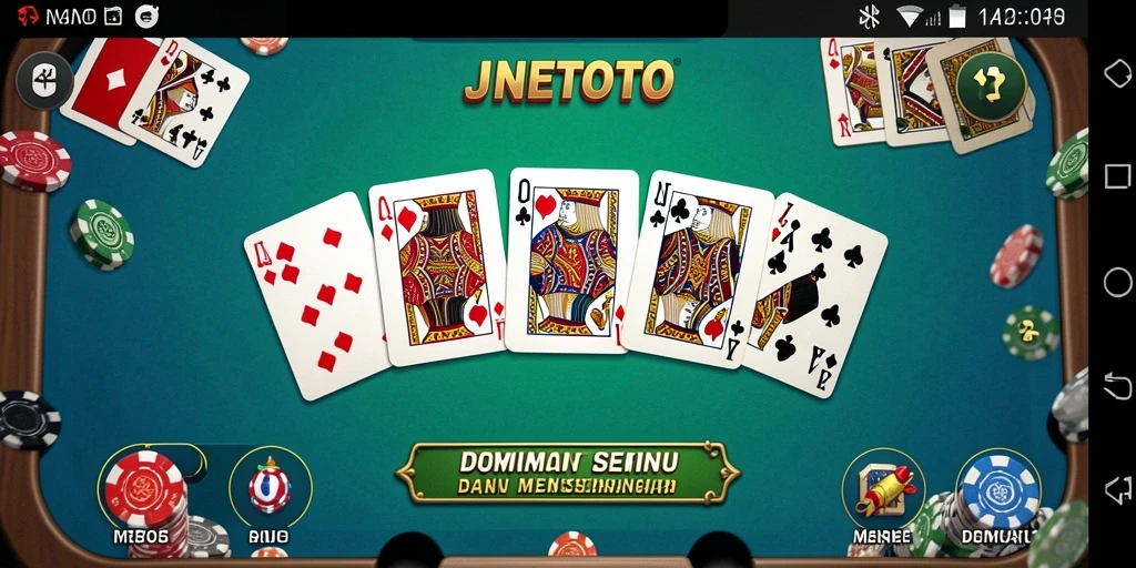 Tampilan gameplay seru di JNETOTO yang menampilkan pertandingan Domino.