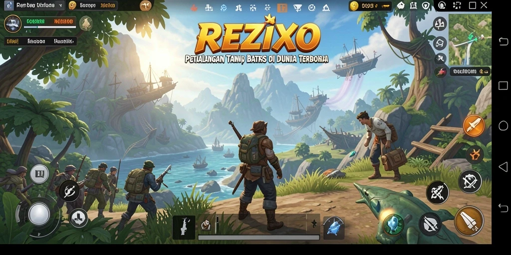 Screenshot gameplay REZIXO menunjukkan keindahan dunia terbuka.