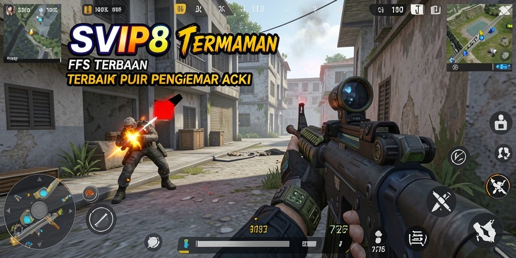 Screenshot gameplay SVIP8 yang menunjukkan pertempuran seru dalam FPS.